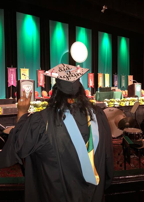 "I did it again" cap and gown worn by Mrs. Blanford 